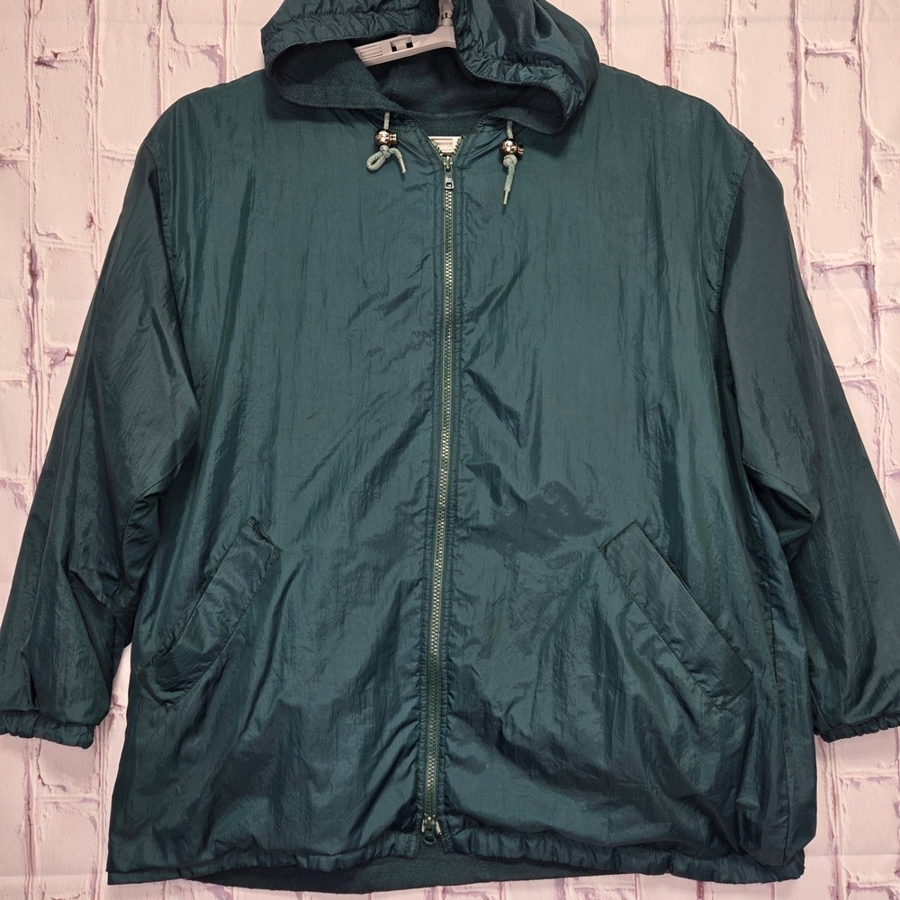 VTG Current Seen Outerwear Green Fleece Lined Windbreaker Jacket‎ Womens Sz L